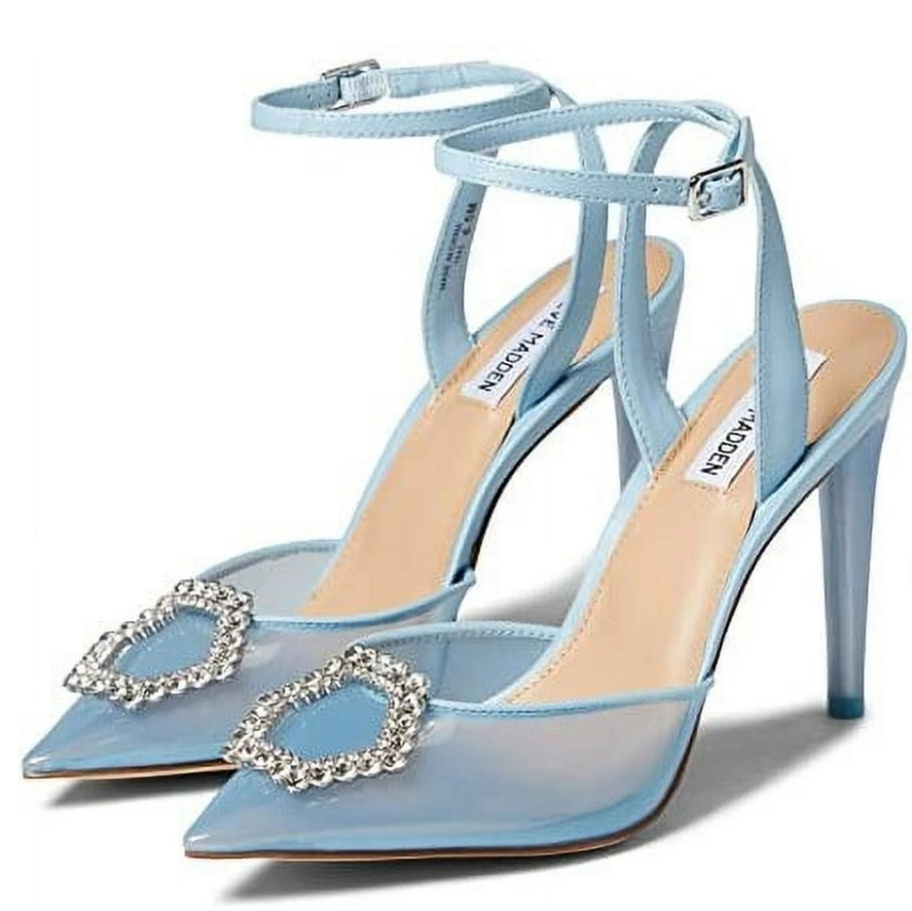 Blue Transparent Stilettos Heels Elegant Wear Office Wear Career Wedding - Picture 2 of 16